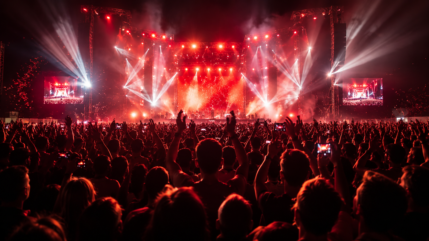 Live concert and event lighting with large crowd
